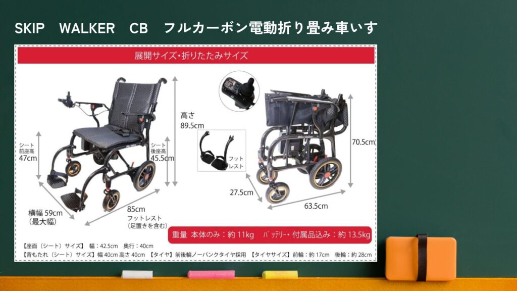 SKIP　WALKER　CB　フルカーボン電動折り畳み車いすの画像